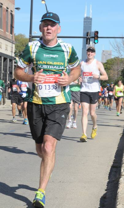 WINDY RUN: Ian Olsen competing in the Chicago Marathon.
