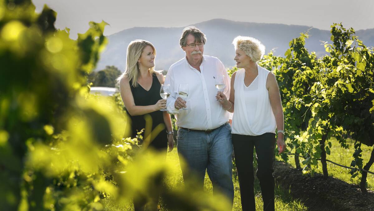 TOP DROP: Jessica, Robert and Maryanne McLeish of Pokolbin's McLeish Estate Wines, which was awarded the Best International Semillon trophy at the 20116 London International Wine Challenge. Picture: ELFES IMAGES