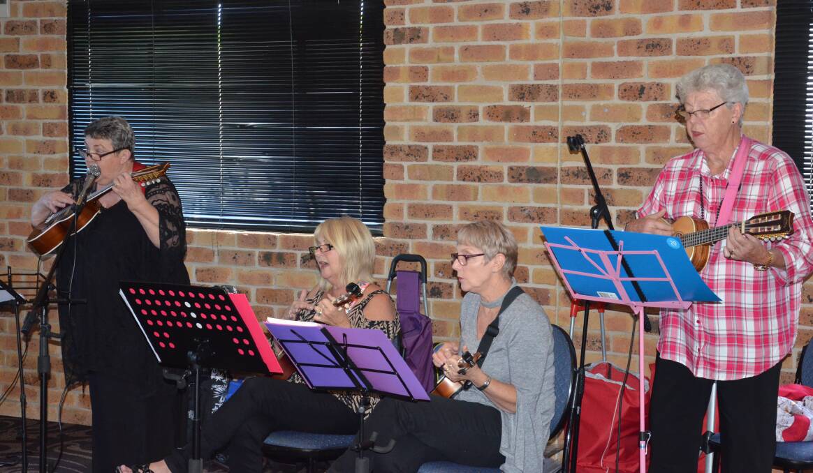 TUNES: The Happy Strummers performed at the Cessnock Probus Club changeover luncheon.