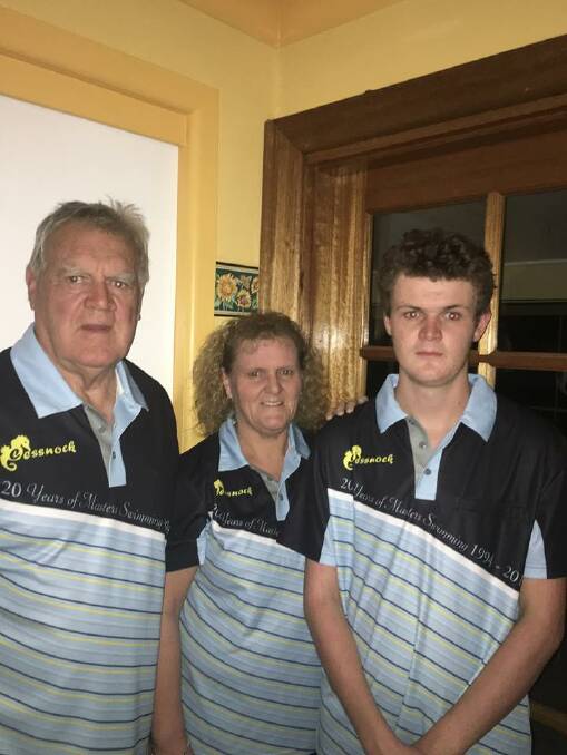 FAMILY: Ted Nebauer, his daughter Vanessa Miller Williams and grandson Lochlan Miller-Williams represented Cessnock Masters Swimming Club at the Ettalong carnival on May 21.