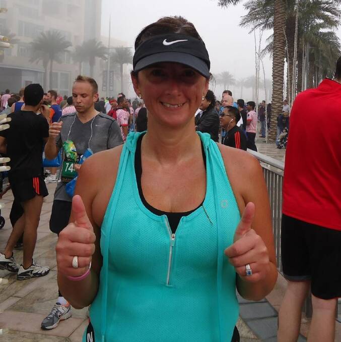 INSPIRATIONAL: Jo Lovett, pictured after a marathon in Dubai in January 2013.