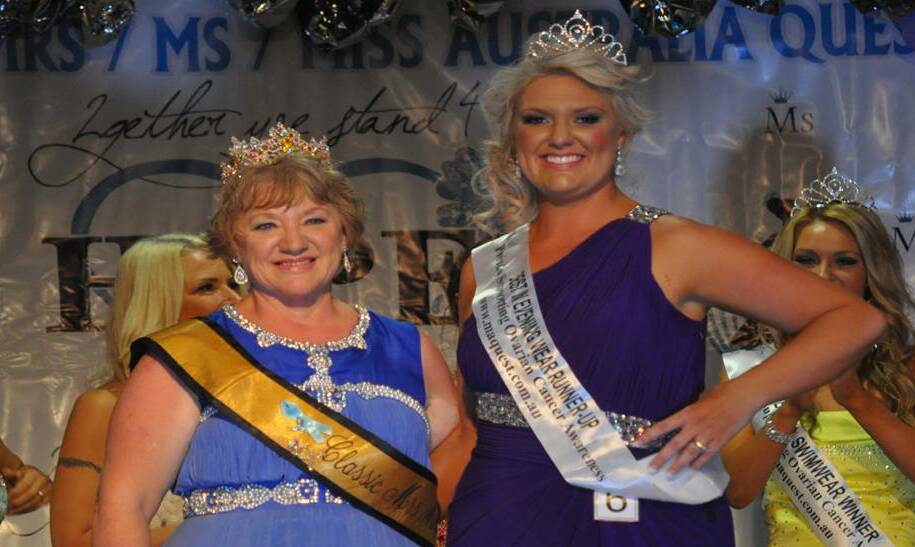 COMMUNITY-MINDED: Amanda Barrass and her mum, Carol Lanesbury at the Mrs Australia Quest in 2014. The quest raised funds and awareness for ovarian cancer.