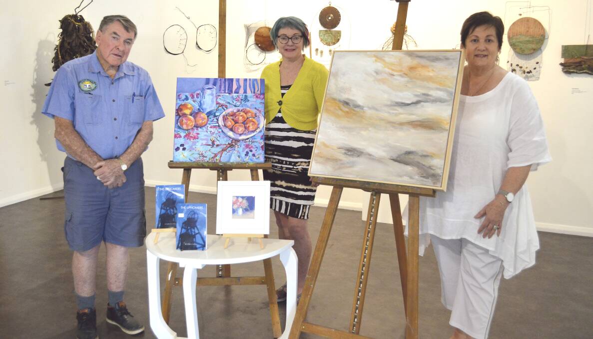 FAREWELL: Author Patrick Chappell and artists Janine Matthews and Janelle Goldman are among the 10 local artisans featured in the Christmas Makers Market, which will be the final exhibition at Cessnock Regional Art Gallery.