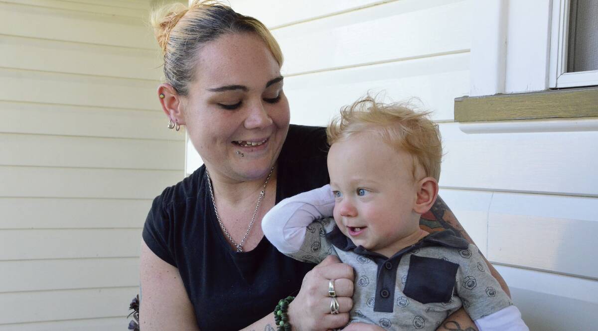 STORM BABY: Amanda Hooker and her son Tyrecce, who was born in an ambulance on the Newcastle Link Road the day after the April 2015 superstorm.
