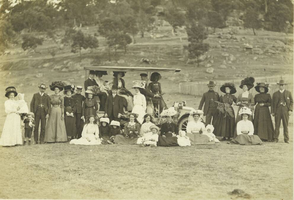 GRAND OCCASION: A school picnic at Wollombi Common in the 1900s-1910s. Participants donned their finest outfits, including magnificent hats, for the occasion. Picture: Cessnock City Library Local History Collection