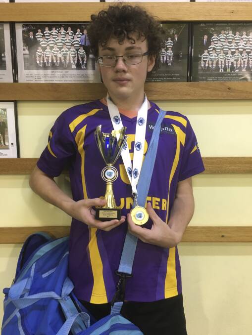 MVP: Tyson O'Neil with his medal and trophy from the NSW goalball championships.