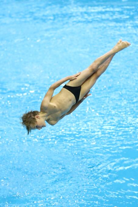 WINNER: Nulkaba Public School student Aubrey Barr won gold in the nine-years boys' springboard at the NSW PSSA diving championships. Picture: WINKIPOP MEDIA