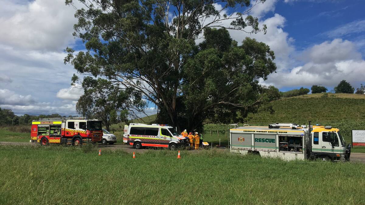 Emergency services at the scene of the accident on Mount View Road. Picture: supplied