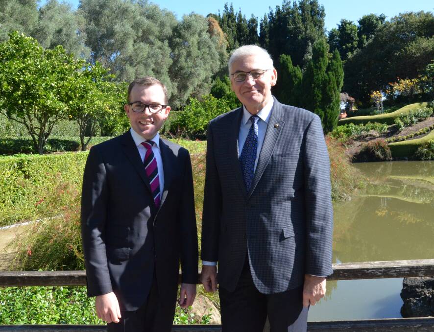 STRATEGY: NSW tourism and events minister Adam Marshall and Hunter Valley Wine and Tourism Association chairman George Souris at a ministerial meeting at Hunter Valley Gardens in May this year.