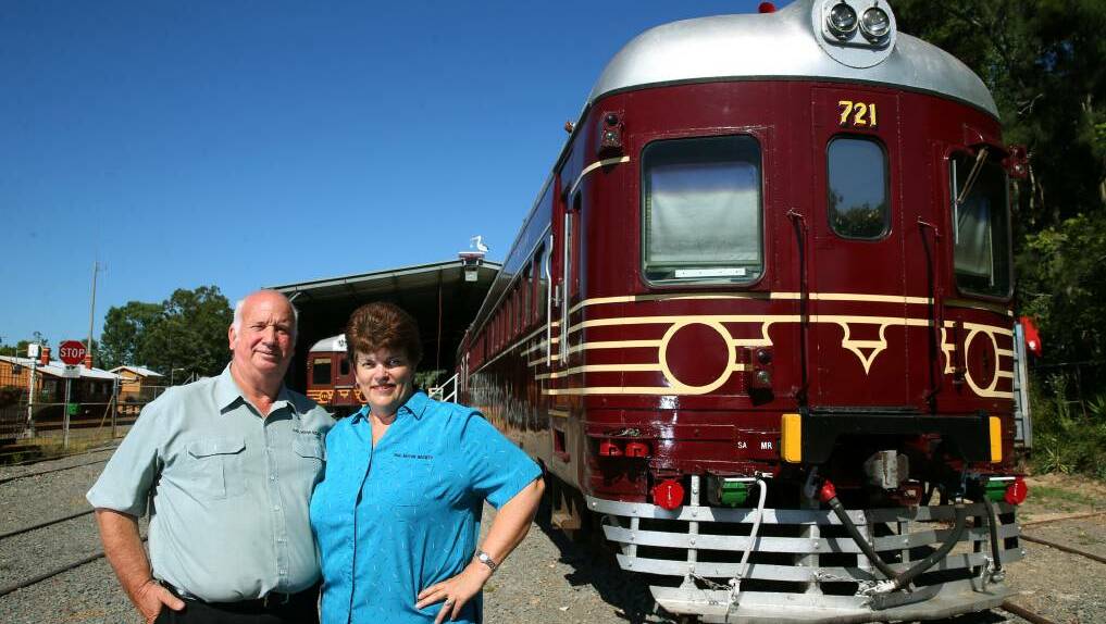 FOND MEMORIES: Rodney and Trish Short from the Rail Motor Society, which has organised the trip on the Red Rattler from Maitland to Cessnock and back on July 9. Picture: MAX MASON-HUBERS