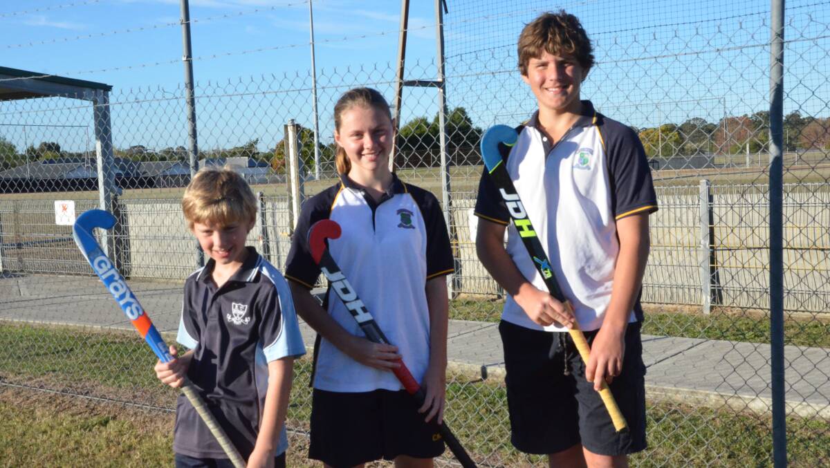 REP HONOURS: Abernethy siblings Kaiden Smith, Jasmine Knight and Jesse Knight will compete at the state hockey championships.