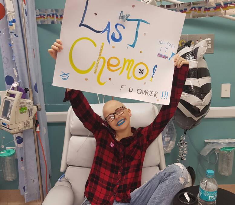 FIGHTER: Hannah after her last chemotherapy session on November 14. Picture: Racheal Rye