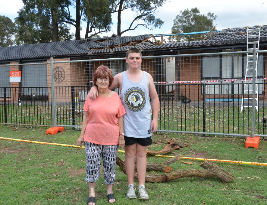 LUCKY: Lorraine Travers and her great-grandson Cory Hindmarsh escaped their Abermain home after a tree fell through it during the November 6 storm. Picture: Krystal Sellars