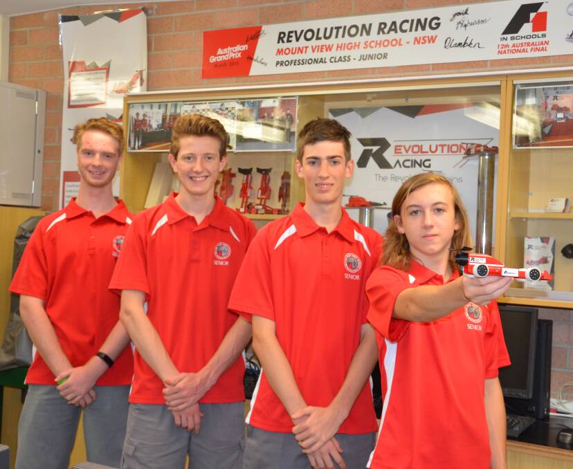 GREAT EFFORT: Mount View High's Revolution Racing team members Jack Stephenson, Liam Whiteley, Daniel Lambkin and Connor Minchinton.