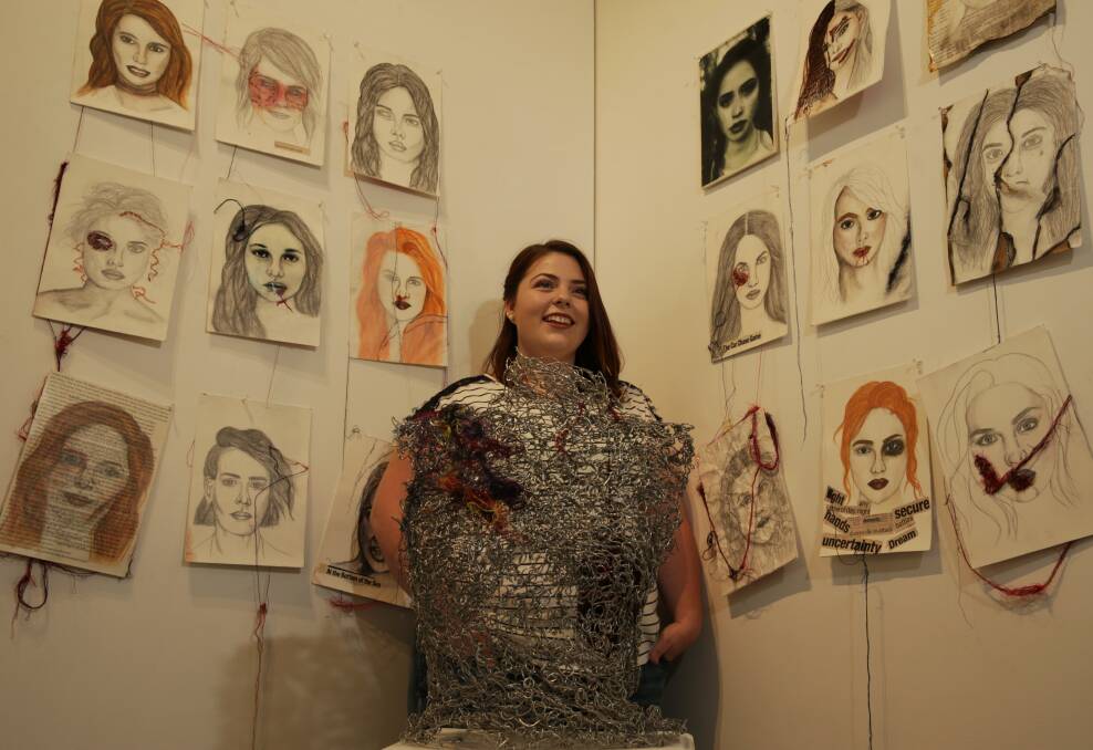 THRILLED: Mount View High School graduate Alexiya Kramarenko is one of the featured artists in Cessnock Regional Art Gallery's 2016 Local HSC Artworks exhibition. Picture: Simone De Peak