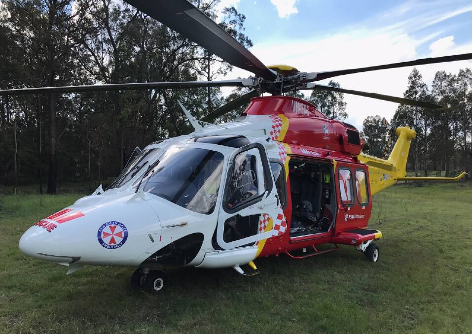 HELP: The Westpac Rescue Helicopter on location near a dirt bike accident in bush midway between Kurri and Cessnock on Monday. Picture: supplied