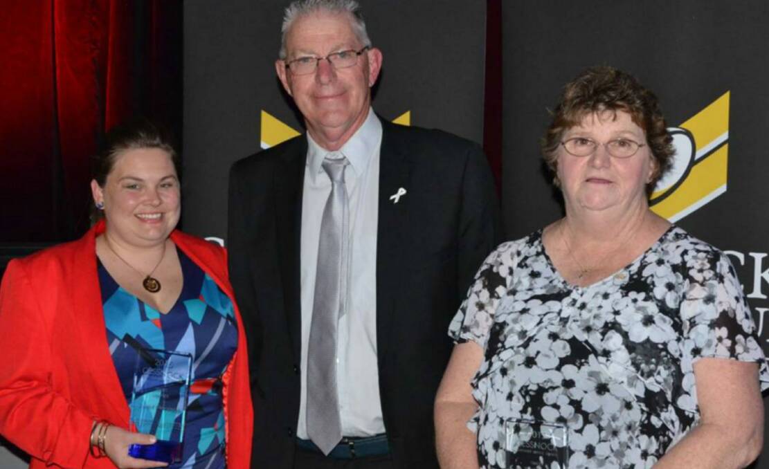 SPECIAL GUEST: 2105 trade category winner Taneil Shoesmith (Sign Style), Cessnock Mayor Bob Pynsent and trade runner-up Rose Howard (Bluebird Florist).