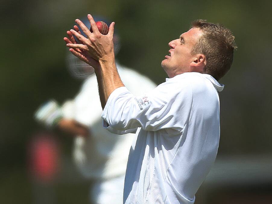 WICKET: Kurri Weston captain Michael Heinrich takes a catch from his own bowling. Picture: Marina Neil
