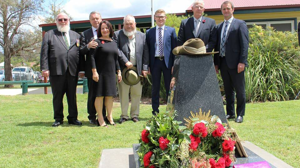 RESPECTS: Member for Hunter Joel Fitzgibbon (second from left) at the Kearsley Remembrance Day service.