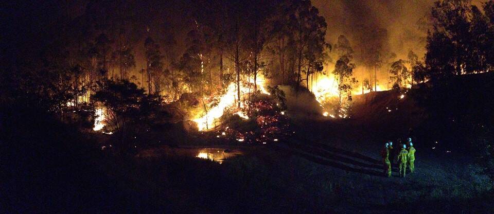 Saturday's bushfire continues to burn. Picture: Medowie Rural Fire Brigade