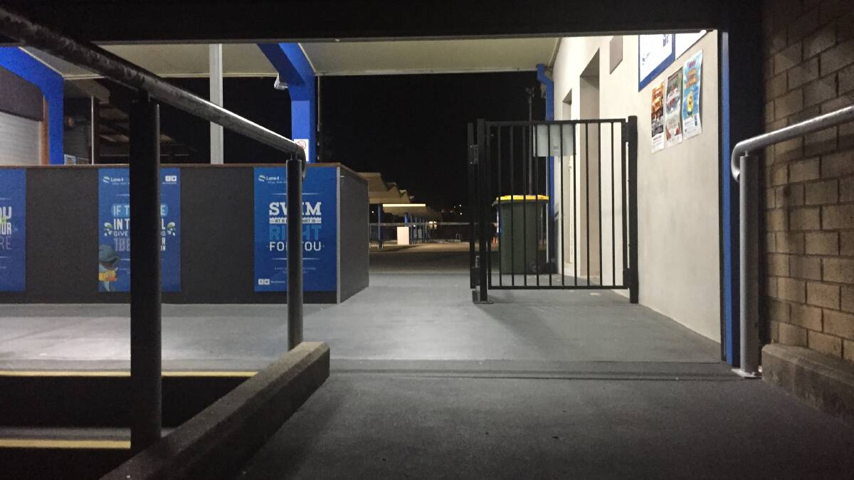 TRAGIC: The scene at the Lambton Swimming Pool on Tuesday night after an incident which resulted in the death of a teenage boy.