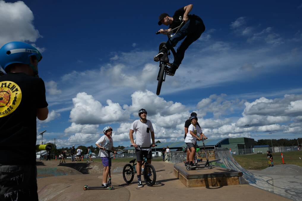 YOUTHFEST: Newcastle BMX rider Jayden Brown warming up for the BMX competition at Saturday's YouthFest. Picture: Max Mason Hubers