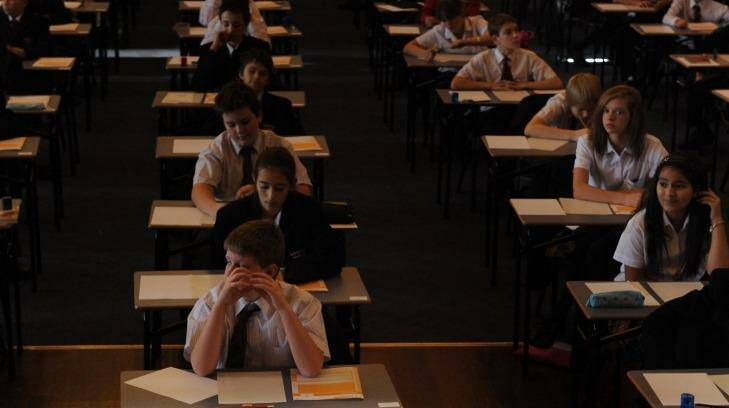 Students sit a NAPLAN test, but experts say "at a national level we are seeing little change in student achievement":   Photo: Gary Schafer 
