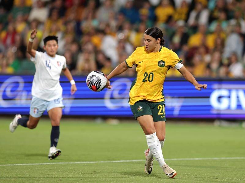 Australia's captain Sam Kerr faces a long period on the sidelines after suffering an ACL injury. (Richard Wainwright/AAP PHOTOS)