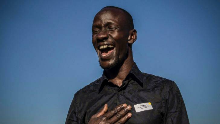 Deng Adut has been named NSW Australian of the Year for 2017. "I had to wait until I became an Australian citizen to know that I belonged," he said Monday night. Photo: Michele Mossop