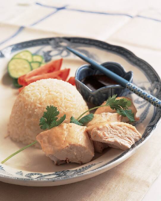 Hainanese chicken rice <a href="http://www.goodfood.com.au/good-food/cook/recipe/hainanese-chicken-rice-20131030-2wgoz.html"><b>(recipe here).</b></a>