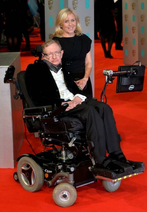 Lucy Hawking and Stephen Hawking attend the BAFTAs at The Royal Opera House on February 8, 2015 in London, England. Photo: Anthony Harvey