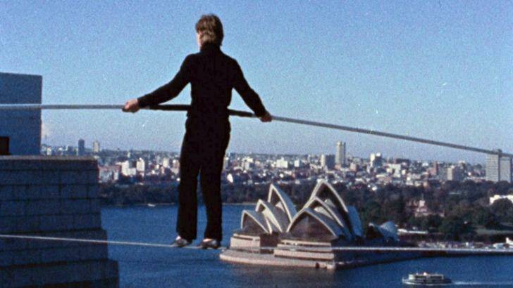 Petit crosses between the pylons of the Harbour Bridge: a scene from the Oscar-winning documentary <i>Man on Wire</i>.