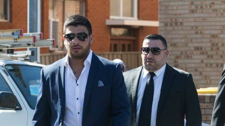 Michael Ibrahim (right) was among those farewelling Walid Ahmed at Lakemba Mosque. Photo: Edwina Pickles