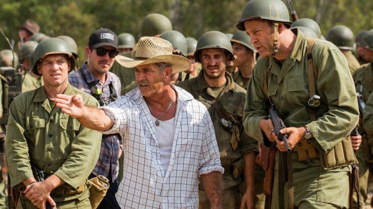 Mel Gibson directs on the set of <i>Hacksaw Ridge</i>. Photo: Summit Pictures/AP