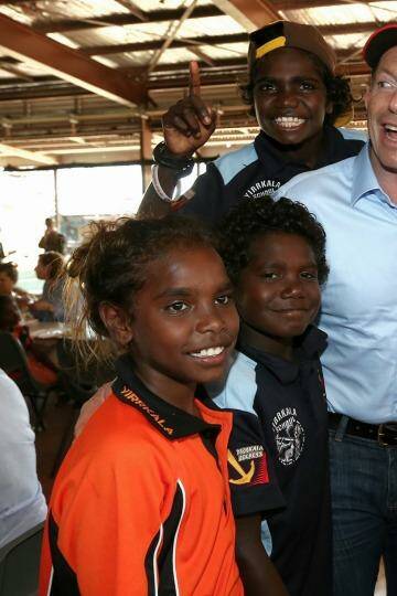 Tony Abbott during his visit to North East Arnhem Land last week. Photo: Alex Ellinghausen