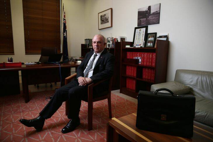 Portrait of Nationals Senator John Williams in his office at Parliament House in Canberra on Thursday 4 September 2014. Photo: Alex Ellinghausen (GOOD WEEKEND PHOTO) Photo: Alex Ellinghausen