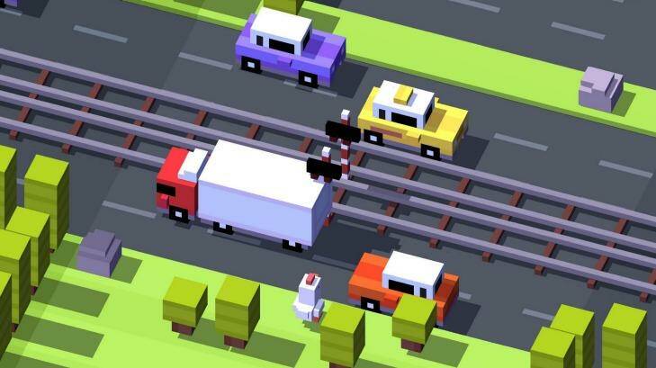 Chicken run: A screenshot from the Crossy Road game.