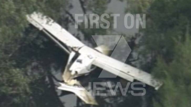 The private plane that was forced to land in Sydney's southwest. Photo: Channel Seven