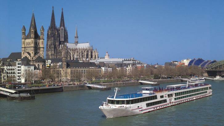 Drowning in scenery: The Viking Sun sails past Cologne on the Rhine, Germany. Photo: Viking River Cruises