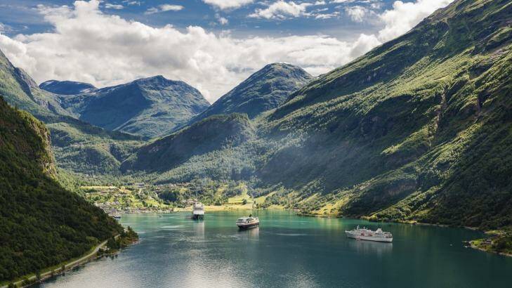 A cruise ship visits Norway's Geirangerfjord. Photo: NOLIMITPICTURES
