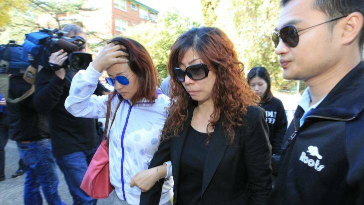 Family members of Michelle Leng, including her mother (in black) arrive at Burwood Local Court on Wednesday.  Photo: Peter Rae 
