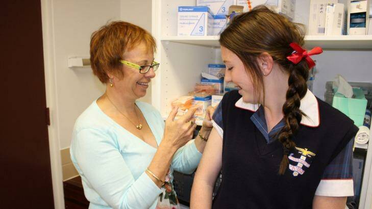 A girl receives  the HPV vaccine. Photo: Supplied