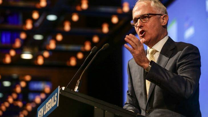 Ridiculed: Malcolm Turnbull addresses the NSW Liberal Party State Council in Sydney. Photo: Dallas Kilponen