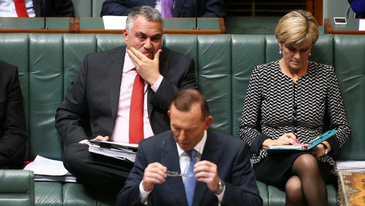Treasurer Joe Hockey and Prime Minister Tony Abbott during question time on Wednesday. Photo: Andrew Meares