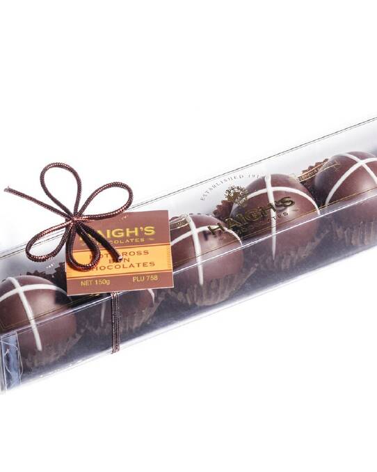 Haigh's hot cross bun chocolates, six in box, 150gm $23.25. Multiple locations see haighschocolates.com.au Photo: Supplied
