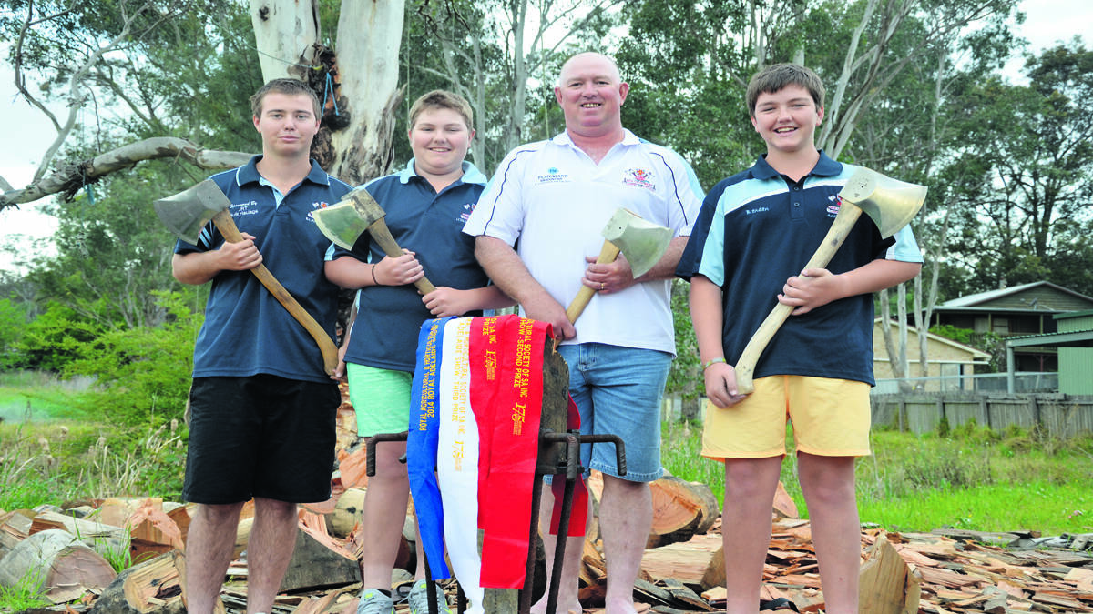 FAMILY SPORT: Blake, Cameron, Noel and Brandon Marsh had success at the Adelaide Royal woodchopping competition.