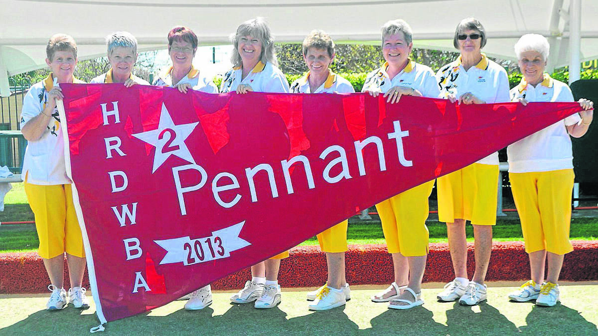 OCTOBER - Cessnock City Women Bowling Club’s No. 2 pennant team is the team finalist for October after they won the district No. 2 pennant. Pictured from left: Lorraine Foster, Carol Parkinson, Margaret McGuiness, Marion Crump, Caroline Vernon, Cheryl Field, Marie Hudson and Kathy Lane. 