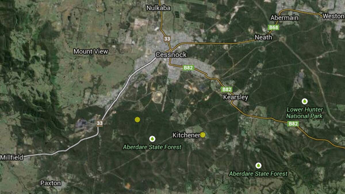 QUAKES: The yellow dots indicate the approximate location of the earthquakes (Tuesday at left, Monday at right). Source: ga.gov.au.