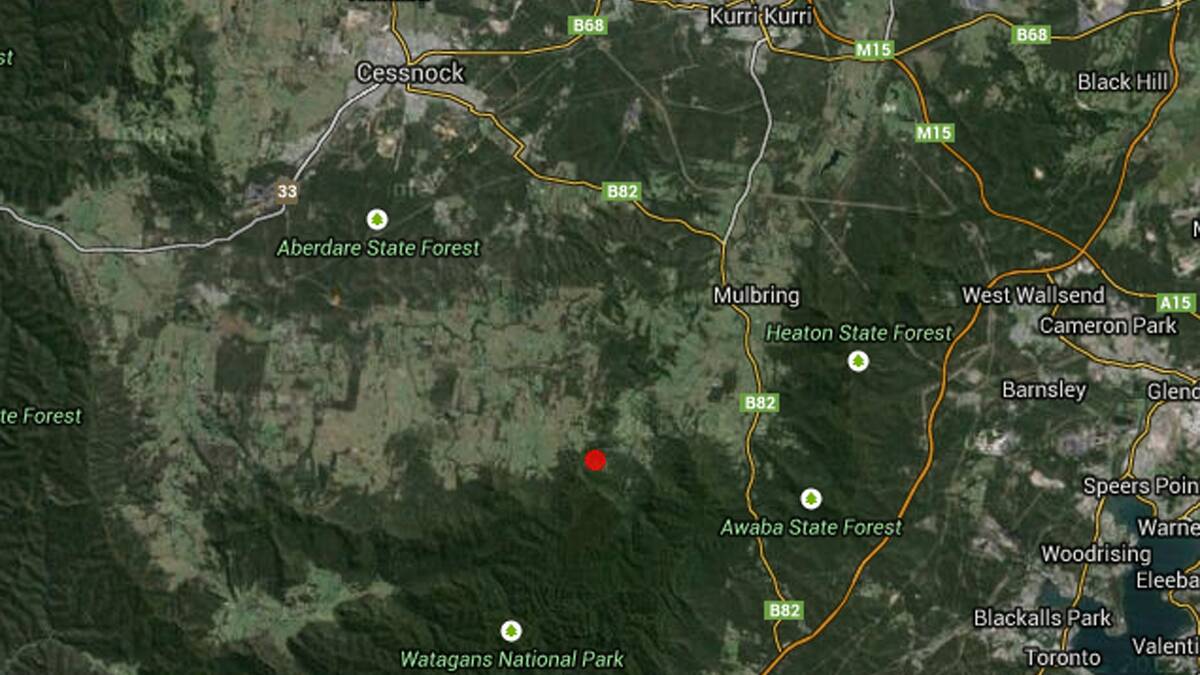 The red spot is approximately where the earthquake struck Quorrobolong on Tuesday morning (November 4).