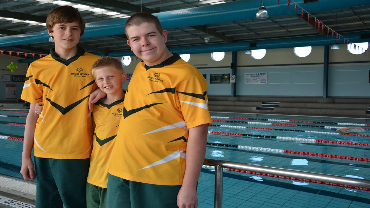 EXCITED: Swimming teammates Denver Kearney, Sean Payne and Ranon Holstein are among the local contingent that will compete at the Special Olympics national championships.